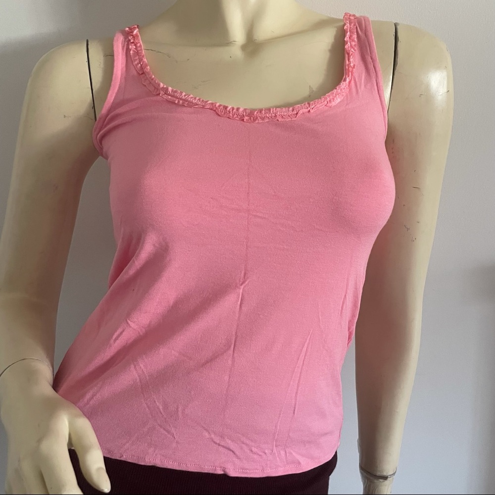 Cynthia Steffe pink tank top with ribbon trim